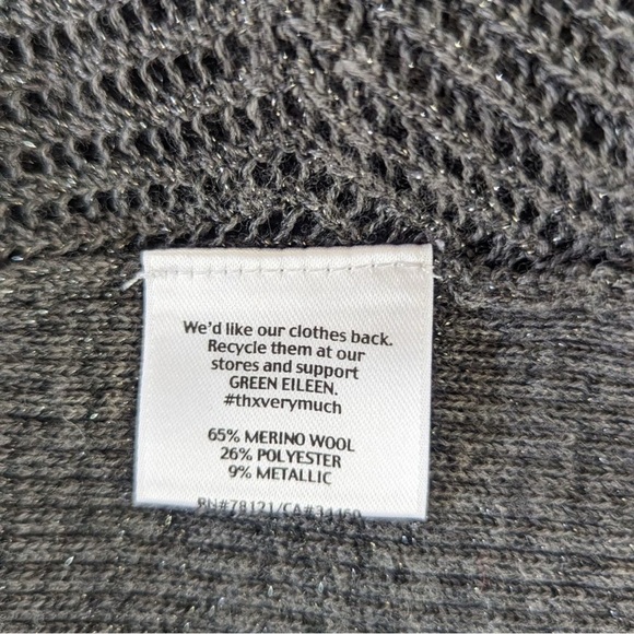 Eileen Fisher Scoop Neck Merino Wool Metallic Thread Geometric Sweater Long Line - Picture 10 of 11